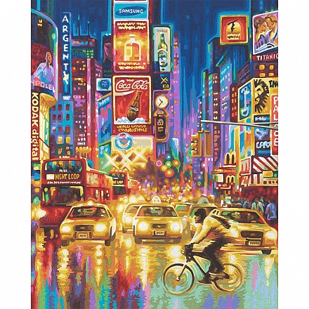 Картина для раскрашивания по номерам Нью-Йорк – ночной Таймс-Сквер, 40 х 50 см. 